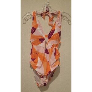 NWOT Kenneth Cole Women’s 1 Piece Swimsuit Bathing Suit Pink/Peach Halter Size 6